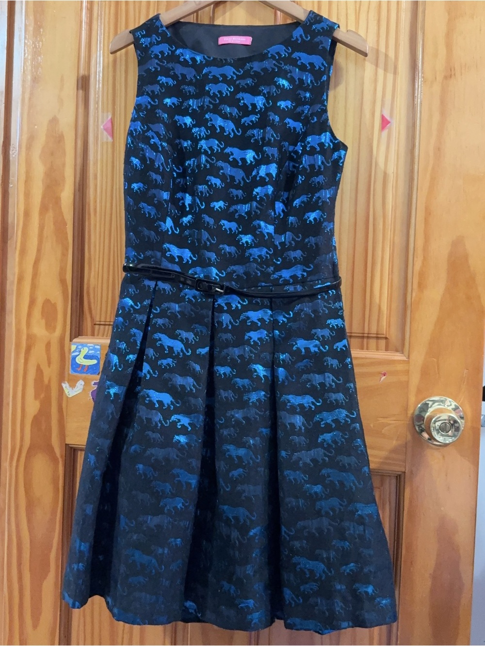 Isaac Mizrahi Black and Blue Sleeveless Fit-and-Flare Dress